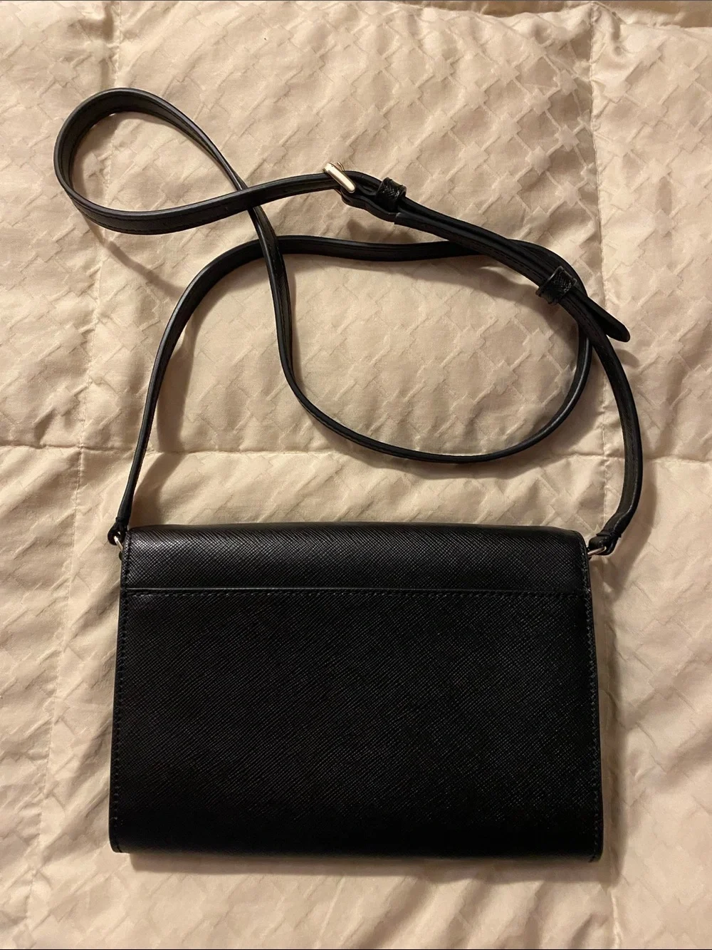 kate spade NY Perry Black Crossbody with Silver Logo Plaque